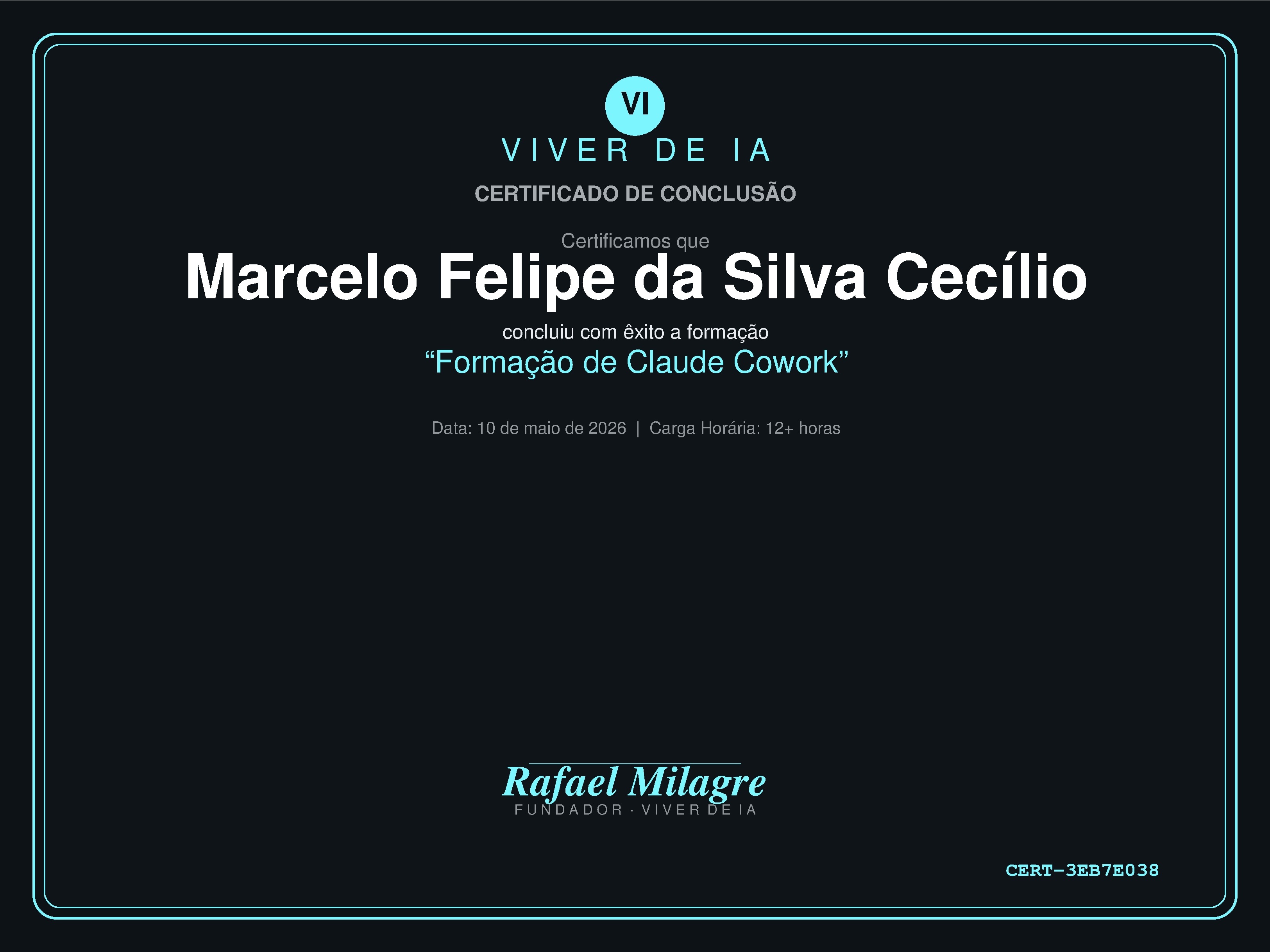 Certificado de Claude Cowork de Marcelo Cecílio