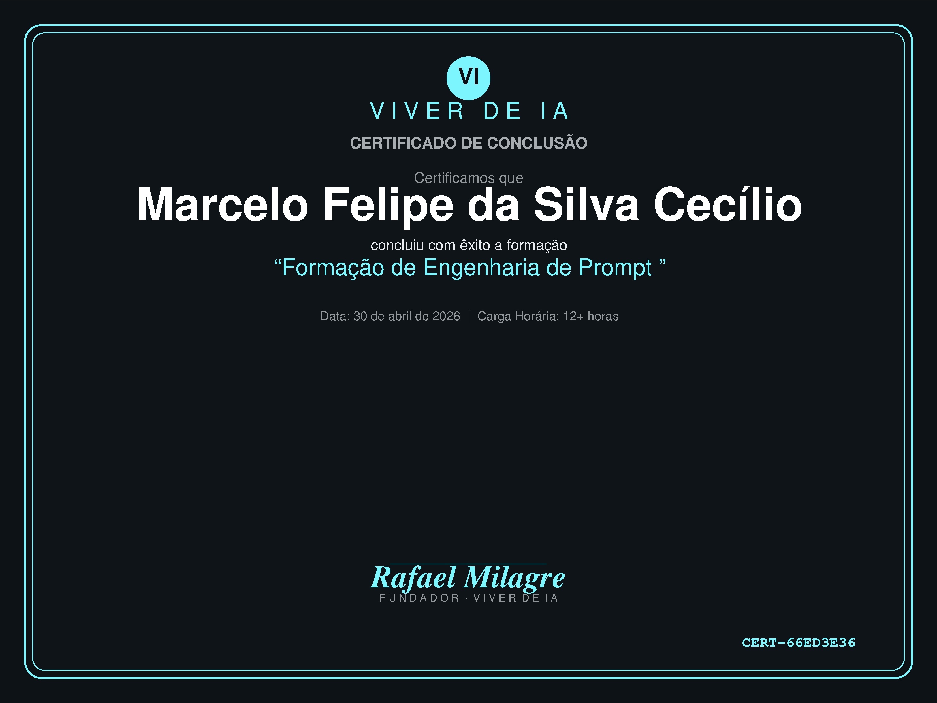 Certificado de Engenharia de Prompt de Marcelo Cecílio