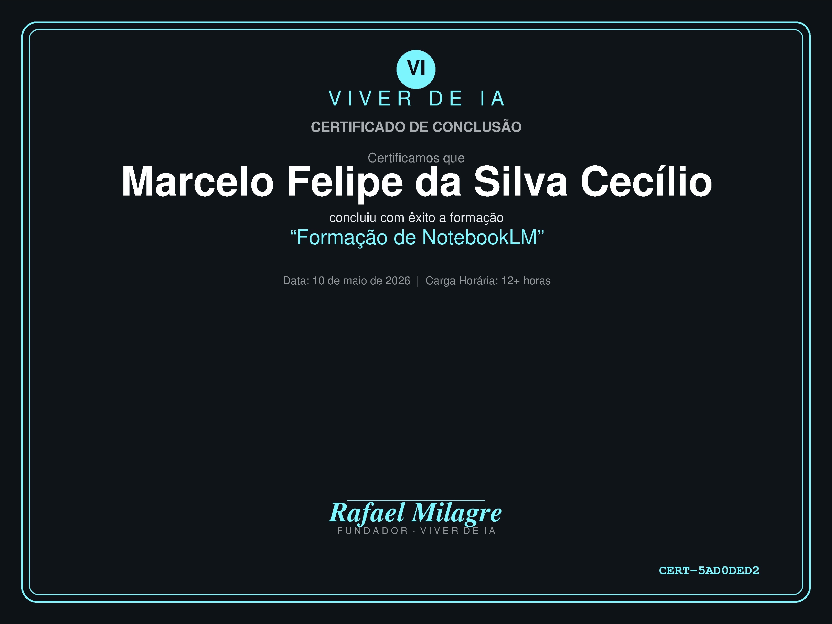 Certificado de NotebookLM de Marcelo Cecílio