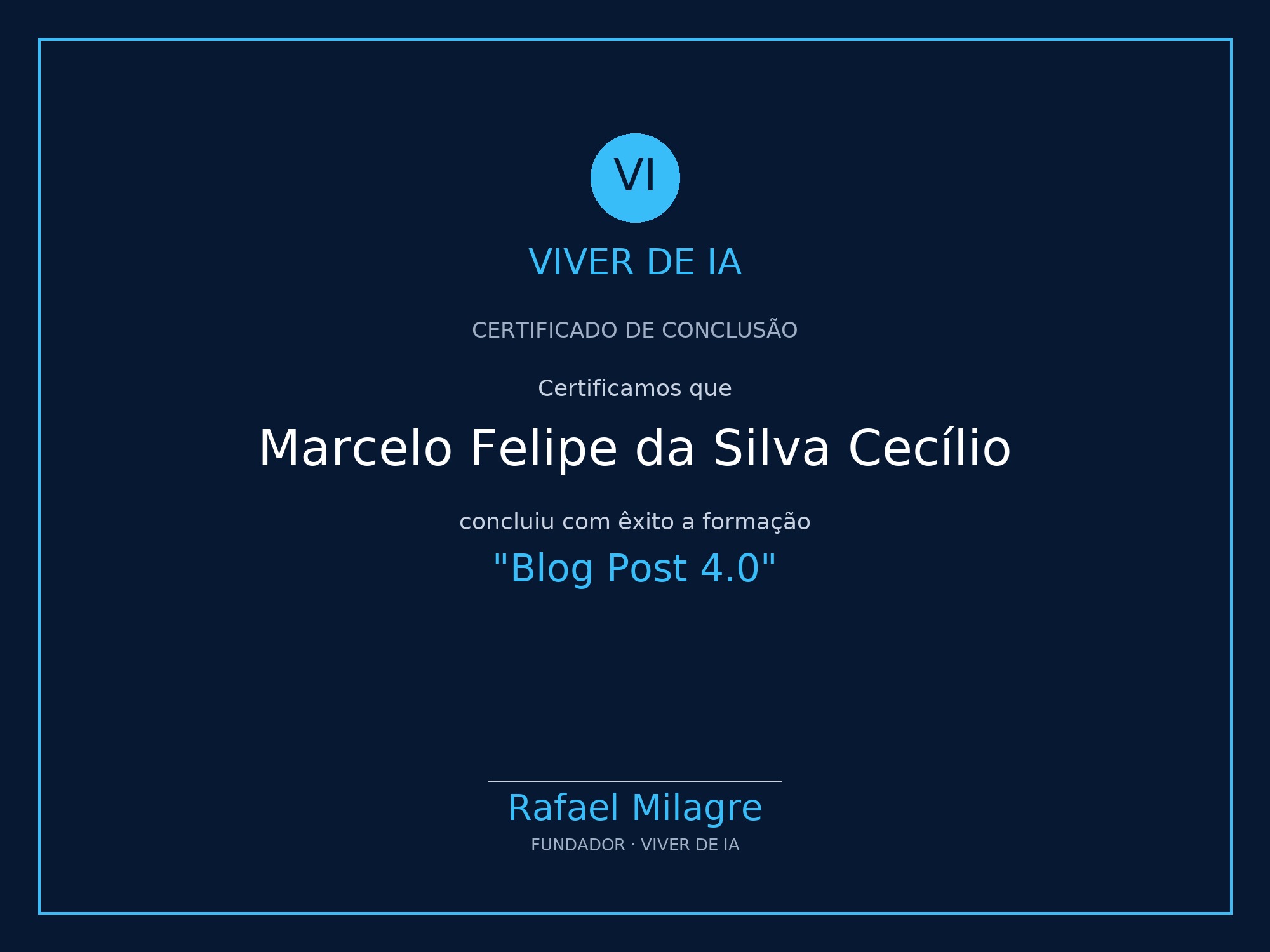 Certificado de Blog Post 4.0 de Marcelo Cecílio